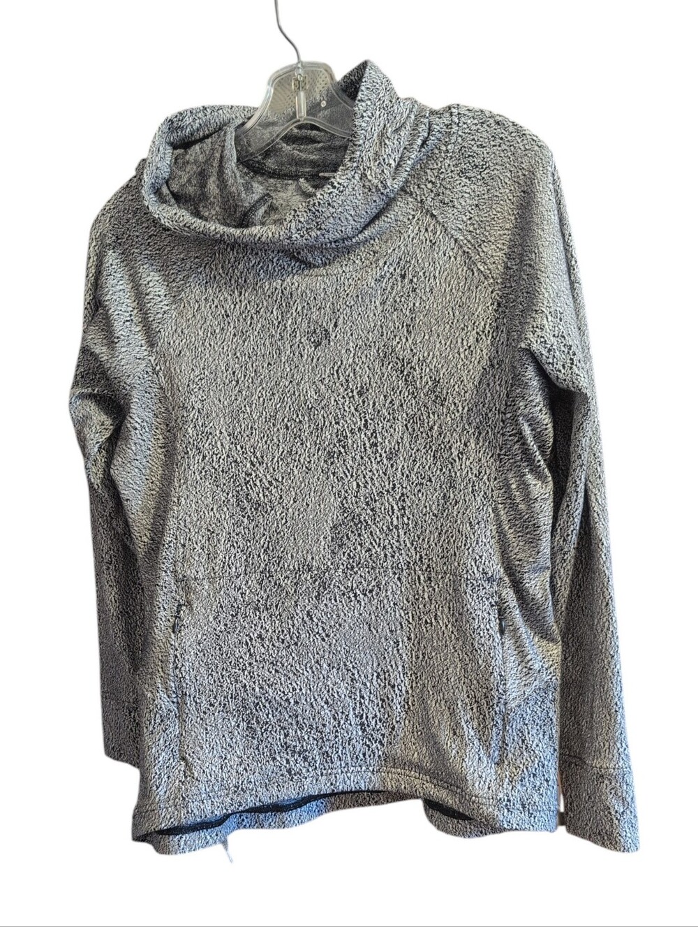 Lululemon Cozy Cowl Neck Sweatshirt Women’s 8 Black White Speckled Pullover